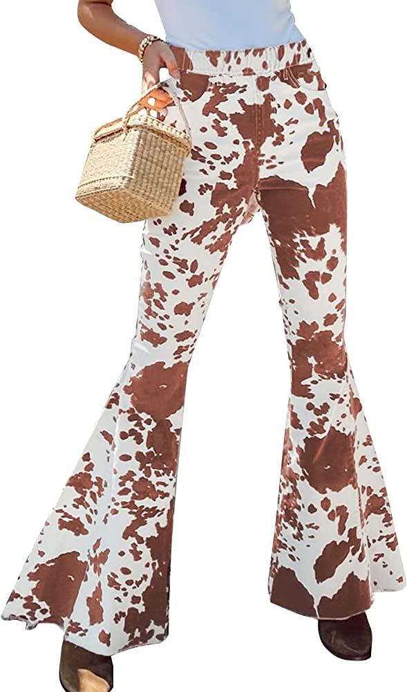 Cow Print Bell Bottoms For Women Chic And Trendy Style