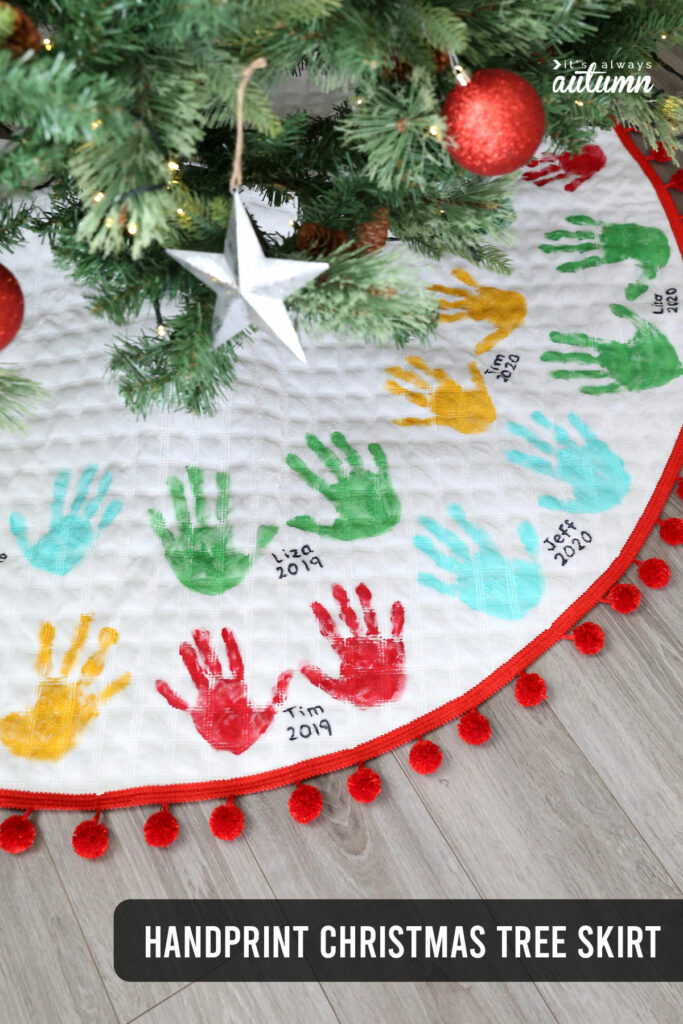 Get In The Holiday Spirit With Hand Print Tree Skirts
