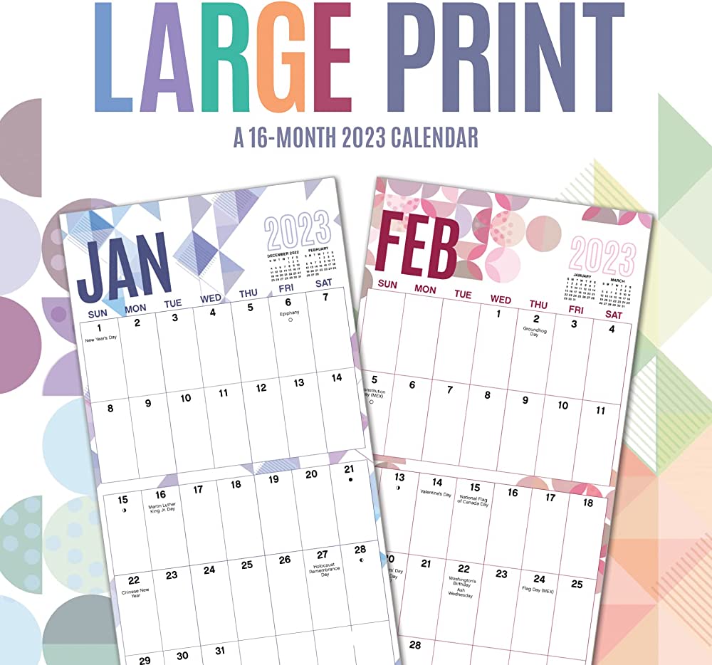 Get Organized With A Clear View Large Print Wall Calendar 2023