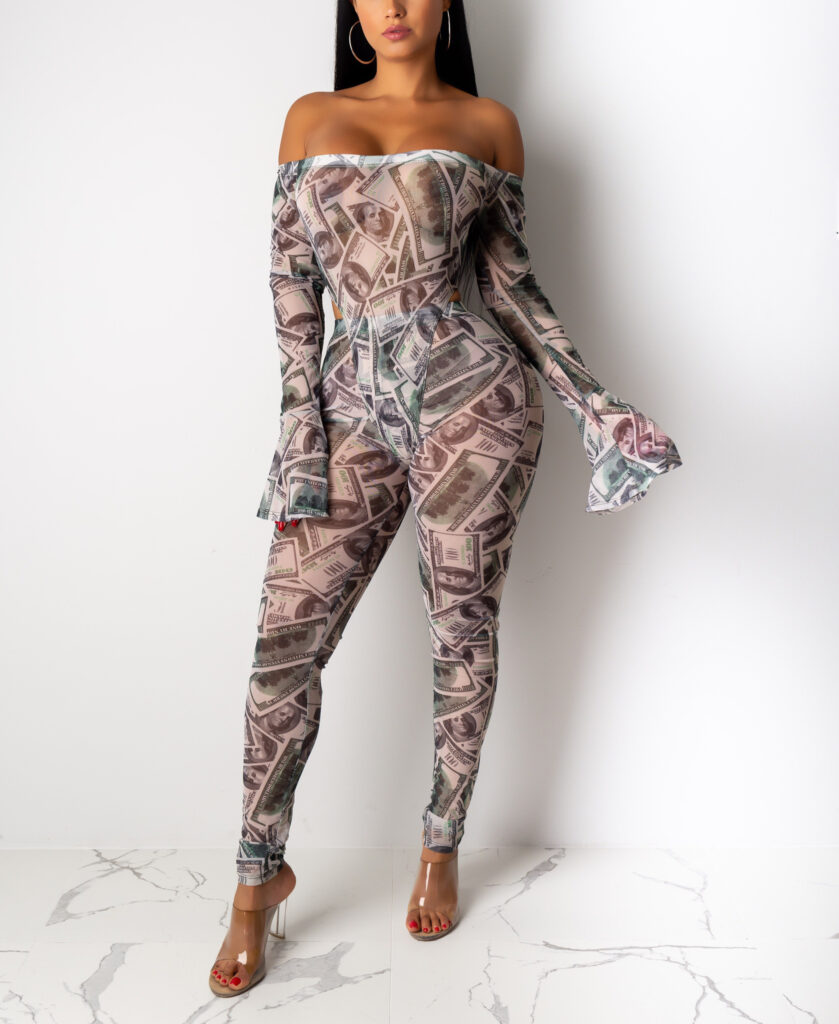 Get Ready To Make A Statement In Our Money Print Bodysuit 1