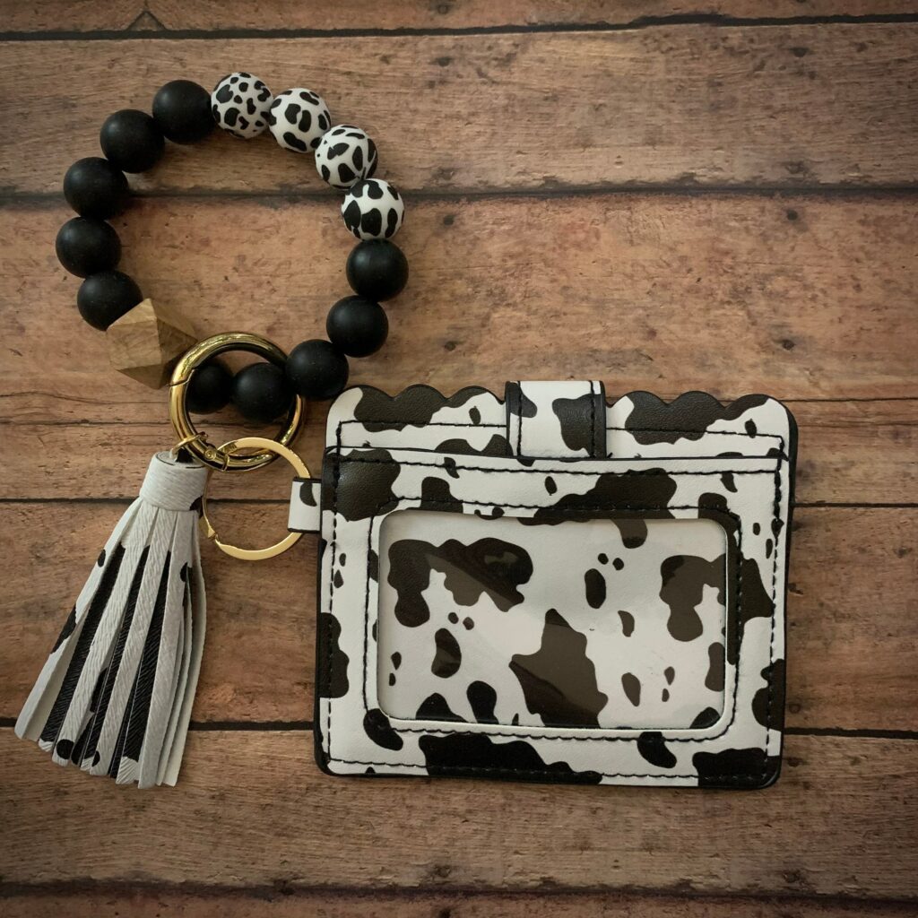 Get Spotted With Our Chic Cow Print Keychain Wallet