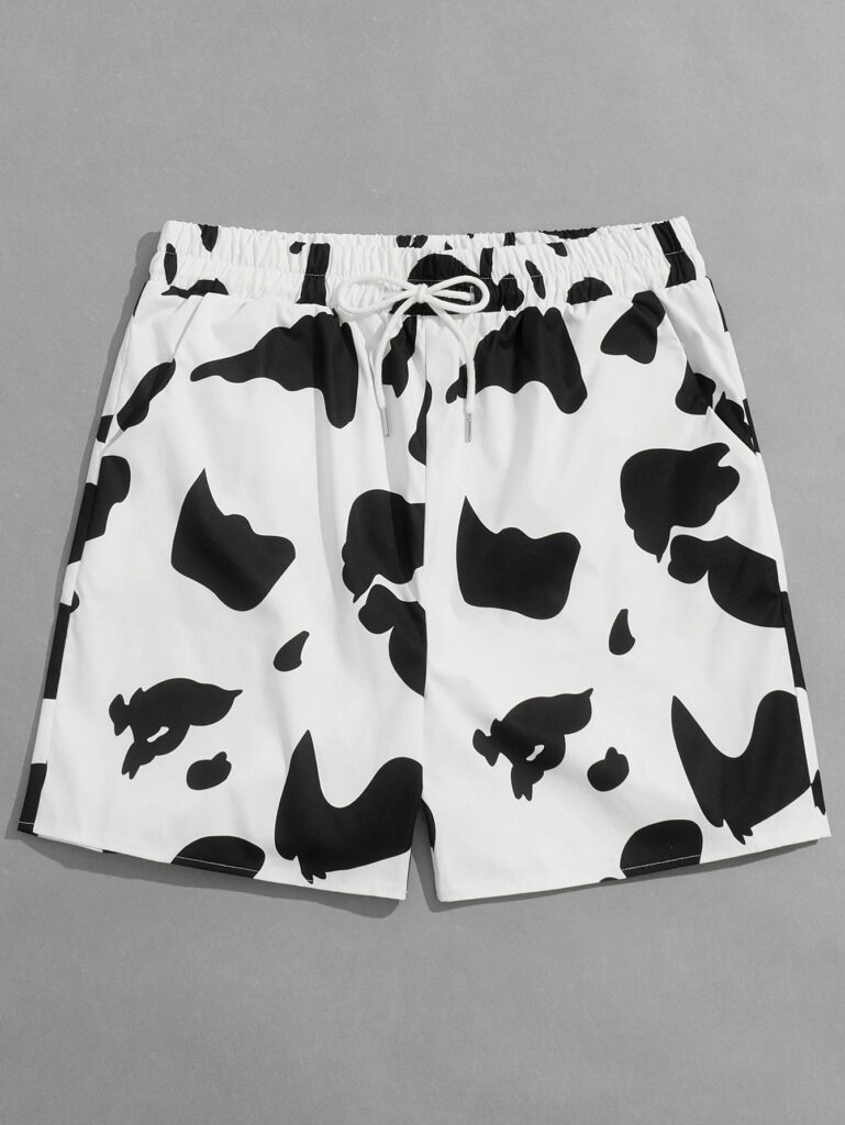 Roam Free In Style With Mens Cow Print Shorts