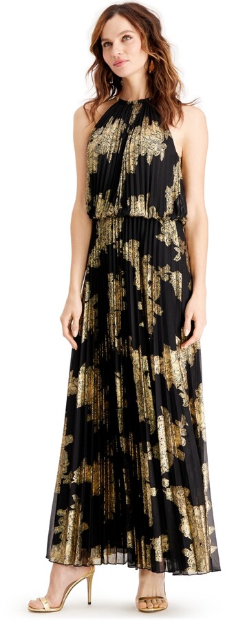 Shine Like A Star In The Msk Metallic Print Pleated Gown