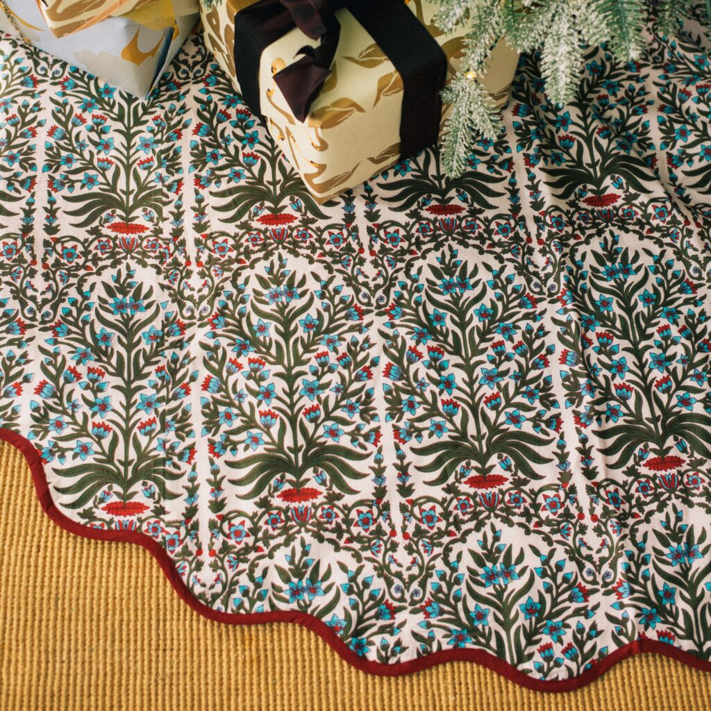 Stunning Block Print Tree Skirt For A Festive Holiday Decor