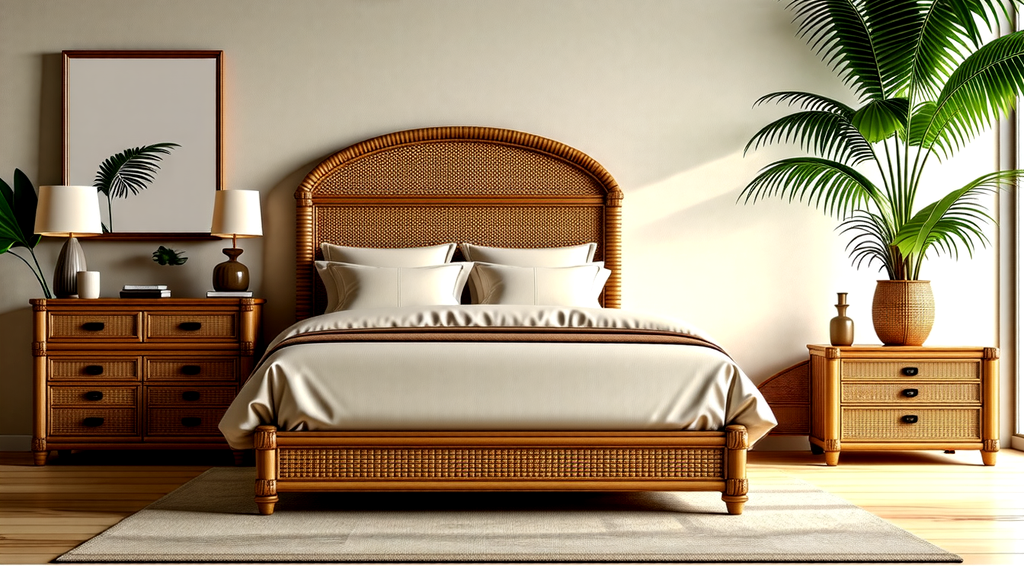 The Majesty Of Tropical Wicker King Bedroom Set