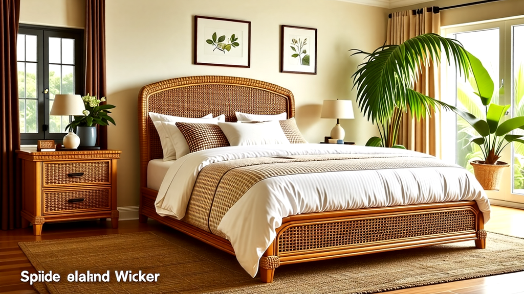 The Elegance Of Spice Island Wicker Queen Bedroom Set